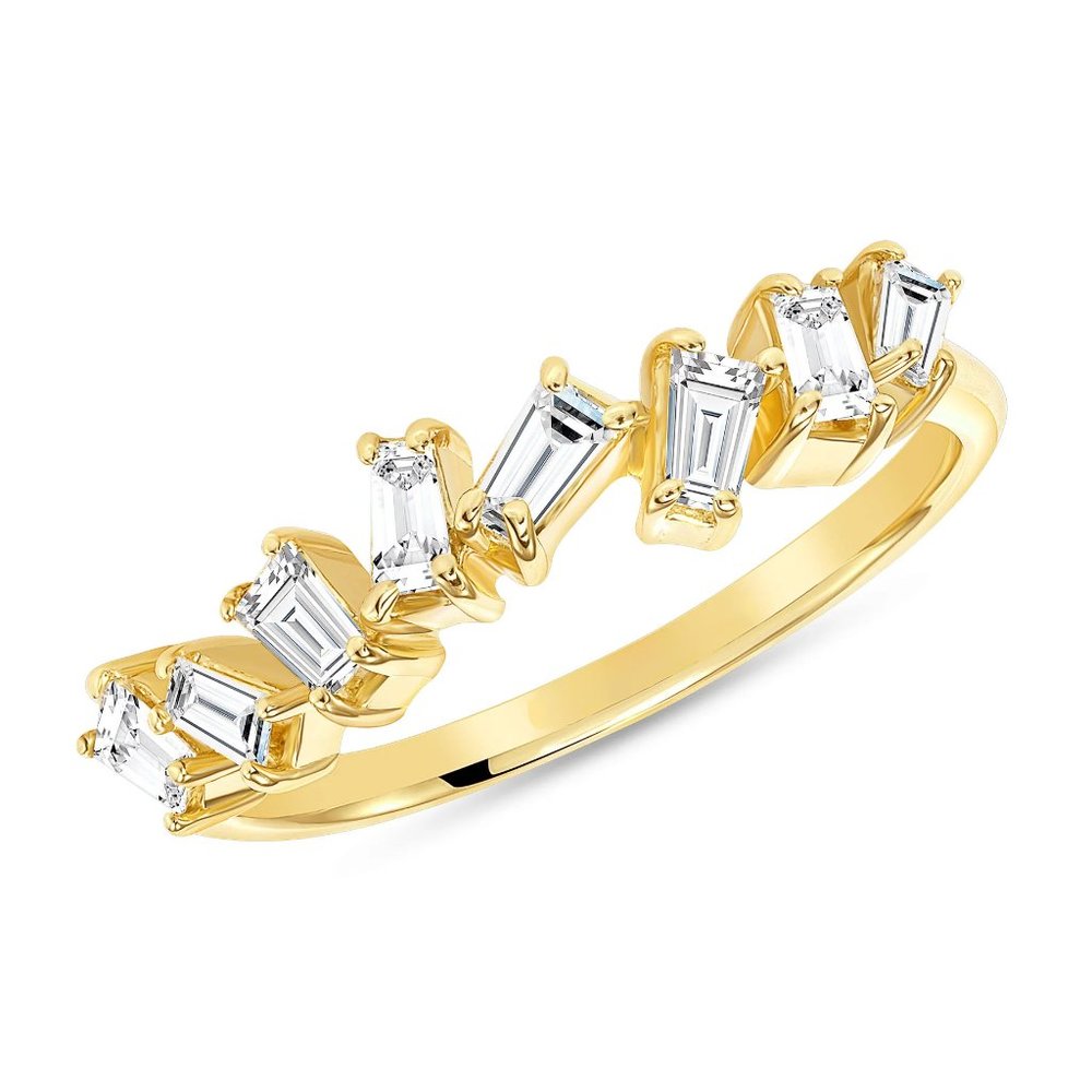 Baguette Diamond Scatter 14K (or 18k upon request) Stackable Band Ring